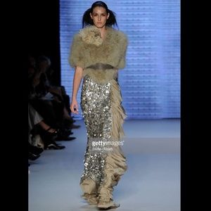 Silver Sequin Long Skirt